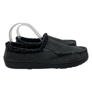 Minnetonka Frita Slip-on Black Moccasin Slippers With Faux Fur Lining Size 8